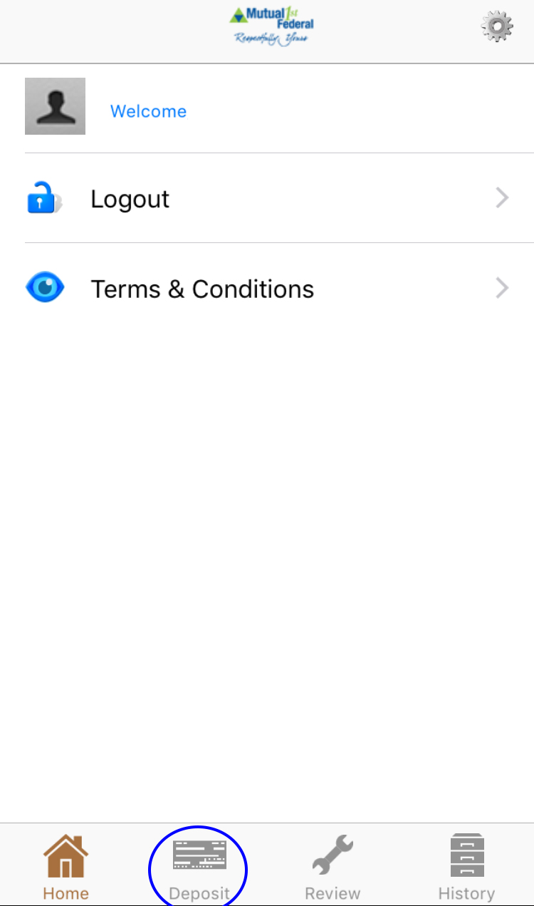 The DeposZip app will pop up. Click ‘deposit’ at the bottom of the screen.